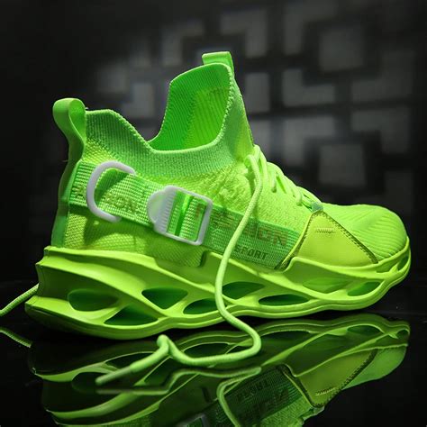 neon athletic shoes.